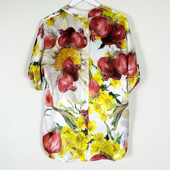 Dolce Gabbana Onion Print Silk Blouse Top - Picture 8 of 14
